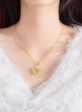 平安中式妈妈送国潮个性项链荷花