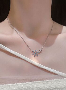 链潮女生锆石通勤雪花不锈钢冷淡