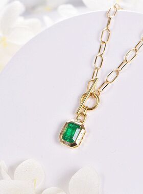 项链女方钻仿vintage祖母绿宝石