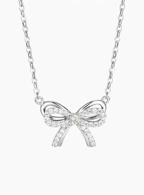 锁骨小众2023蝴蝶结锆石项链年