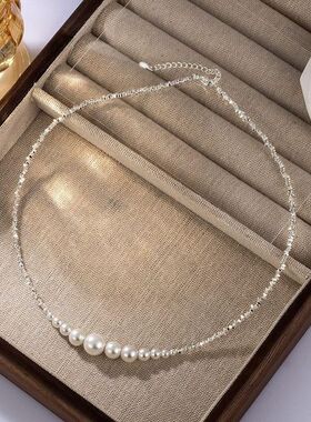 珍珠项链碎设计感精致渐变女士