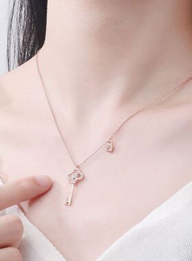 锁头欧美风简约颈链女钥匙锁骨