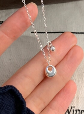 简约银色铜秤砣锁骨链女款百搭