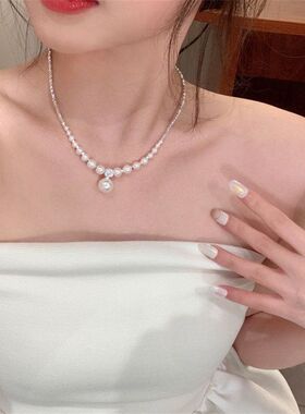 锁骨银子珍珠聚会女网红时尚气质