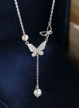 风珍珠轻奢ins闪钻蝴蝶2024小众