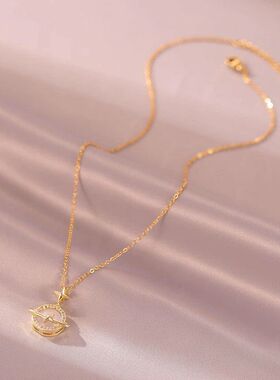 吊坠锁骨月亮项链不锈钢锆石星星