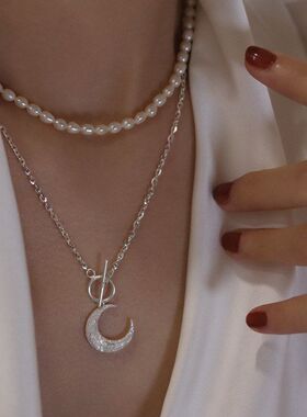 月亮小众设计气质轻奢闪砂新潮