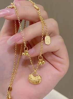 新款新中式本命年平安锁项链女轻奢感中国风福牌锁包锁骨链批发