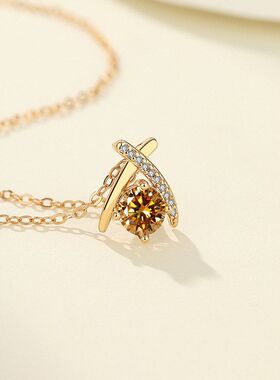 香槟轻奢风饰品镶项链金色锆石