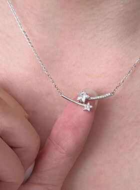 韩版皓批发甜美超星气质女锁骨项链闪星吊坠石颈链链流星双子星