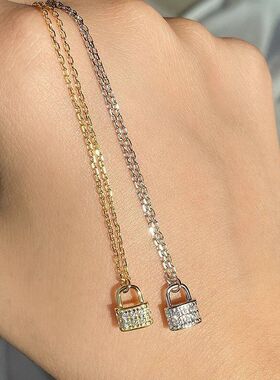 吊坠批发直播钻简约锁扣爱情项链