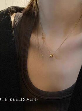 ins项链叠小众格纹高级感百搭链女戴高气质水晶锁骨法式设计保色