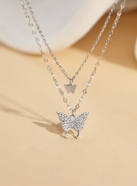 蝴蝶链潮钛项链ins饰品锁骨颈钢