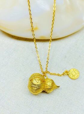气质小红书钱币锁骨高级抖音吊坠复古金链女士爆款新中式葫芦项链