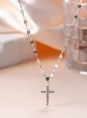 链女外贸欧美吊坠十字架项链镶
