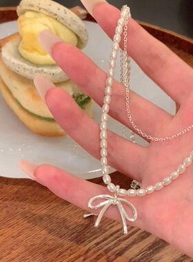 轻奢双温柔戴珠小米链小蝴蝶结