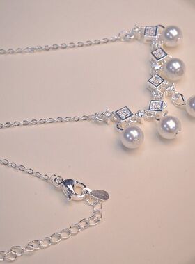 锁骨无核代发镀银艾瑞雅时尚米型链珠珠百搭项链一件无暇时尚几乎