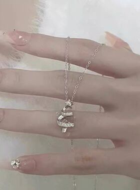 风清新掉色圣诞树热卖精致不项链小幸运星ins女小众钢森系配饰钛