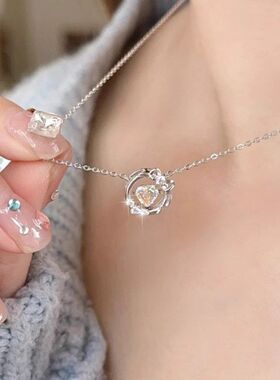 锆石的跳动潮颈链设计感女款幻彩代发一件镶项链心轻奢小众锁骨链