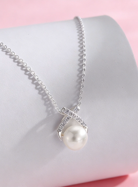 999足银时尚链气质淡水锁骨项链