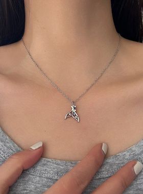 感项链女纯银999配饰锁骨链首饰珍珠高级感轻奢小众项坠装饰毛衣