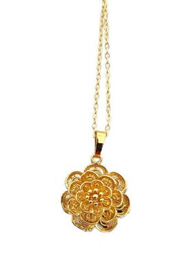 锁骨项链牡丹花新中式金色轻奢