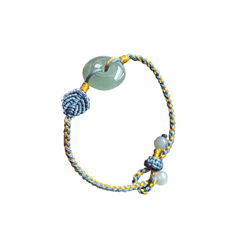 翡翠天然玉石手工编织线diy平安扣细款手链女平安环手珠手串饰品,淘宝优惠券,粉丝福利购,淘宝优惠卷