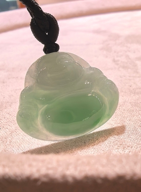 翡翠吊坠天然玉佛玉吊坠弥勒佛公缅甸佛公阳绿珠宝