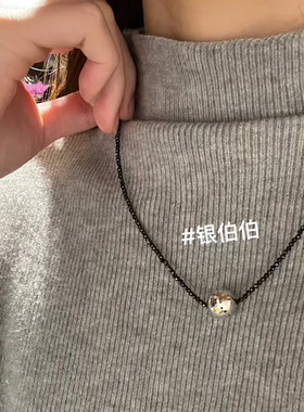 韩国黑尖晶石项链爆闪聚光灯颈链