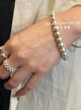 银伯伯戒指纯银弹力可调节指环女