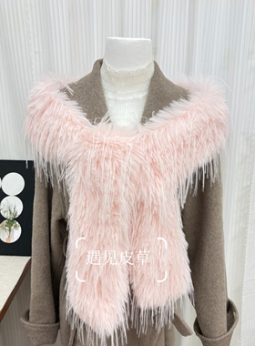 冬季欧美百搭仿皮草毛毛围巾超长款围脖保暖秋冬季礼服披肩百搭
