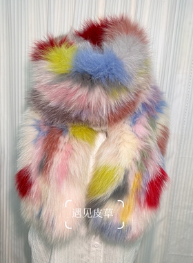 狐狸毛编织围脖女冬韩版保暖超长版大围巾皮草编织大毛领围脖