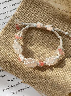 天然粉水晶手链甜美可爱水晶女