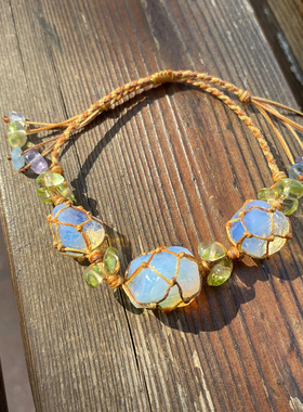 七彩手绳水晶少女天然男女通用