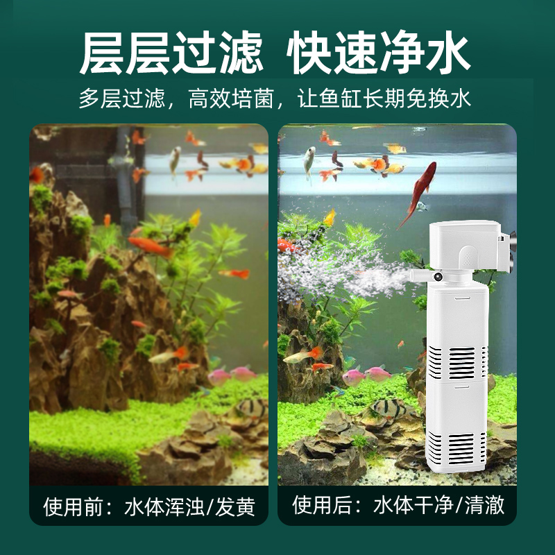 鱼缸过滤器过滤循环水泵制氧一体机净水三合一氧气泵小型超静音小-图2