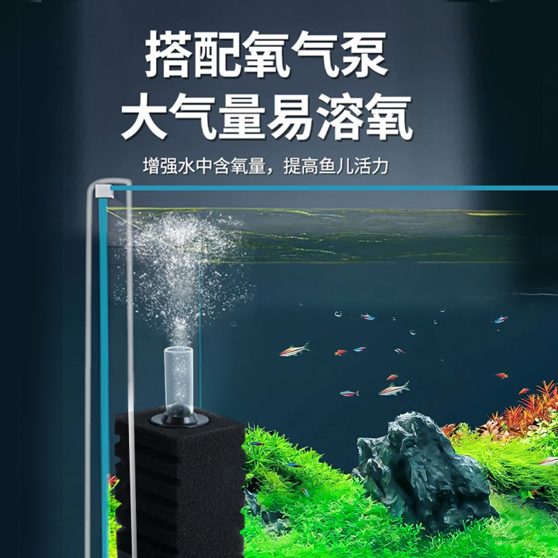 水妖精过滤器鱼缸制氧过滤一体机小鱼缸净水循环三合一孔雀鱼静音-图3