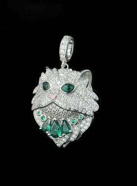 轻奢坠链均925银镀金吊坠高碳钻宝家波斯猫小众珠宝百搭首饰富婆