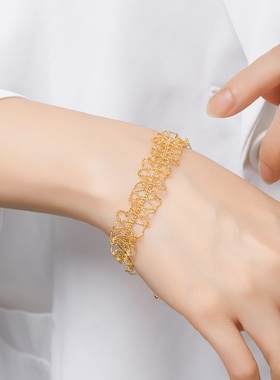 意大利 S925银复古宫廷风花边蕾丝推拉可调手链