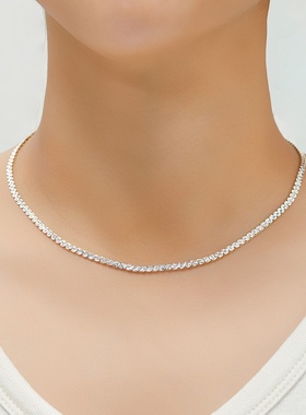 意大利 S925银3mmS形葫芦星花项链