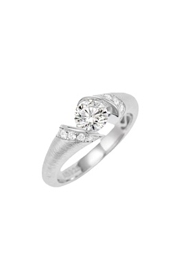 轻奢S925纯银 拉丝圆钻悬浮戒指高级感清冷风简约百搭轻奢小众