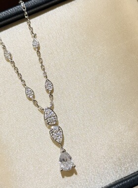 设计师s925纯银 流苏水滴钻项链轻奢感仿真钻精致女人味高圆圆