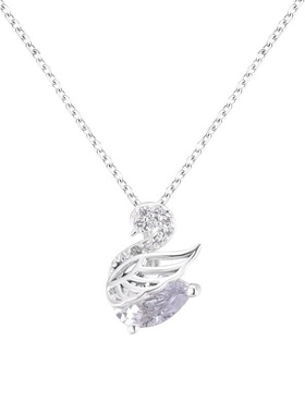 s999足银小天鹅项链女轻奢感锁骨链锆石吊坠个性百搭纯银颈链