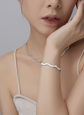 意大利拉丝工艺S925银波浪拉丝INS风手链时尚百搭