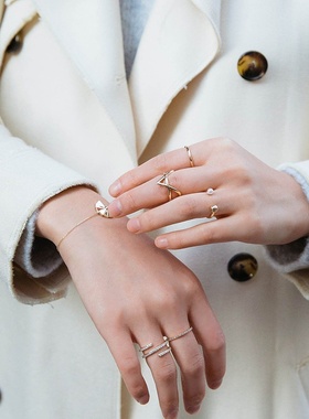 欧美热销爆款s925纯银锆石百搭简约个性感ins风开口戒指