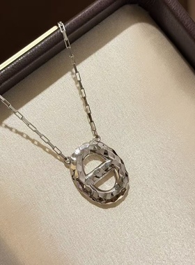 设计师s925纯银 碎碎冰猪鼻子项链轻奢百搭感cnc工艺精致质感