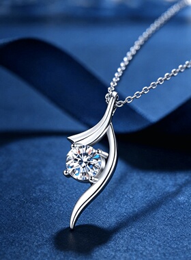 轻奢925纯银蝴蝶结飘带项链女轻奢感时尚跨境热销四爪锁骨链饰品