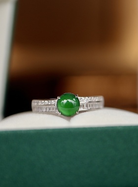 天然a货翡翠戒指s925纯银可出证书送礼女款礼物珠宝饰品