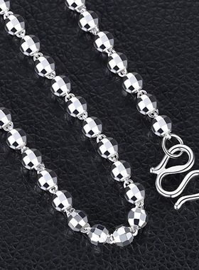 XBKS999足银镭射珠项链男士纯银