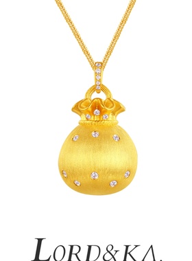 韦雪同款点钻拉丝福袋项链轻奢小众 老铺同款福袋吊坠项链女925银