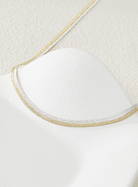 轻奢意大利首饰s925银双色闪砂刀片蛇骨链小众设计双面可戴项链女